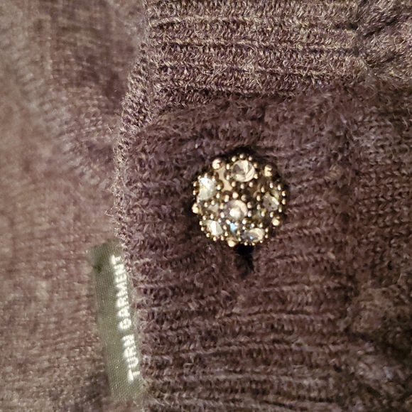 New York & Company taupe brown gray cardigan sweater button down sparkle buttons - Picture 6 of 6